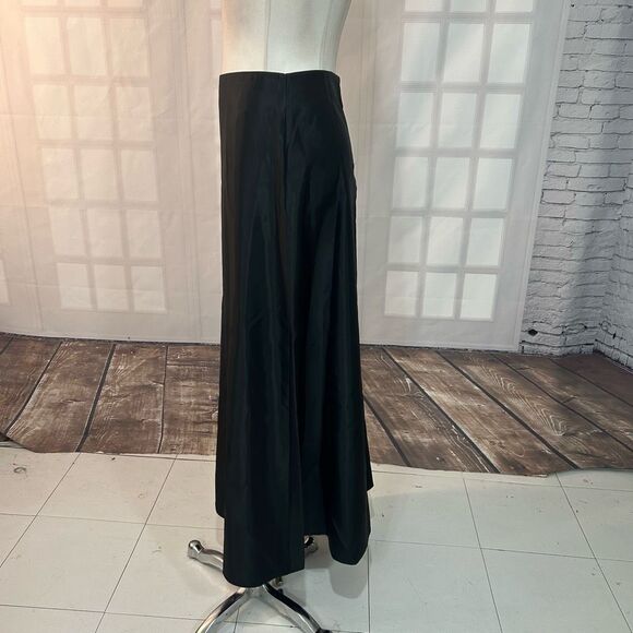 JS Collections Black satin dressy Full Length Maxi Skirt Size 4 - Picture 4 of 9